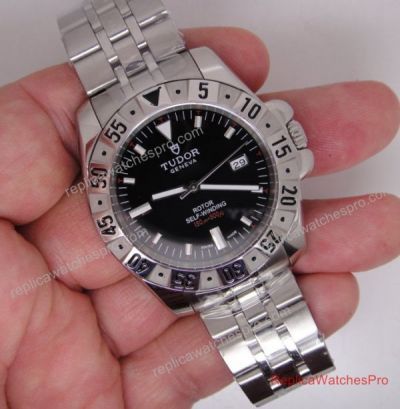 AAA Grade Replica Tudor Geneve Rotor Watch Stainless Steel Black